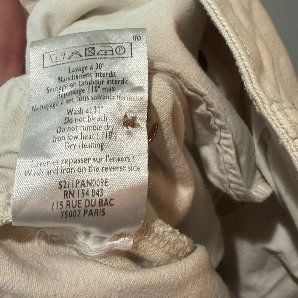 Sezane Manu Trousers Womens 36 US 4 Mottled Ecru Pleated Organic Cotton Pants‎ - Picture 6 of 9